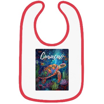 Discover Curacao Turtle Caribbean Vintage Bibs