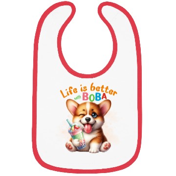 Discover Corgi with BOBA tea Milk TEA Bubble tea Bibs