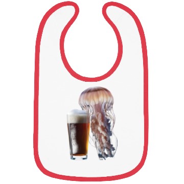 Discover Jellyfish Drinking Beer Realistic Bibs