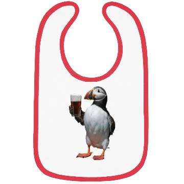 Discover Atlantic Puffin Drinking Beer Realistic Bibs
