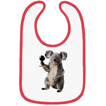 Discover Koala Drinking Wine Realistic Bibs