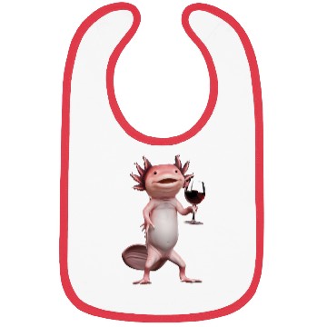 Discover Axolotl Drinking Wine Realistic Bibs