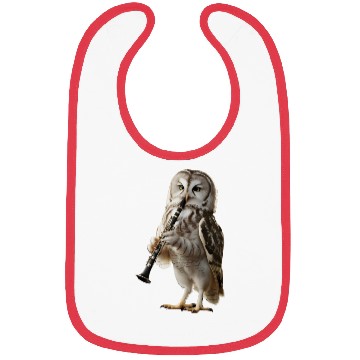 Discover Owl Playing Clarinet Realistic Bibs
