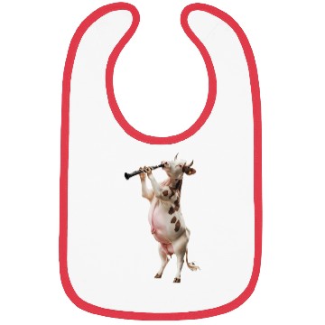 Discover Cow Playing Clarinet Realistic Bibs
