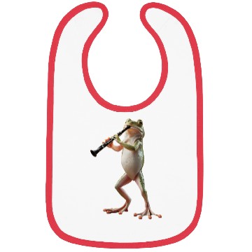 Discover Frog Playing Clarinet Realistic Bibs