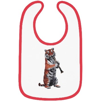 Discover Tiger Playing Clarinet Realistic Bibs