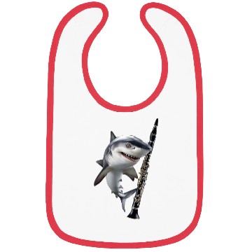 Discover Shark Playing Clarinet Realistic Bibs