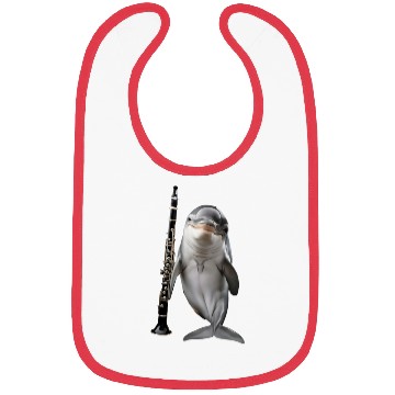 Discover Dolphin Playing Clarinet Realistic Bibs