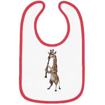 Discover Giraffe Playing Clarinet Realistic Bibs