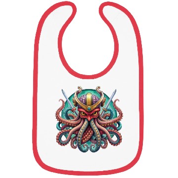 Discover Colorful octopus samurai illustration Bibs