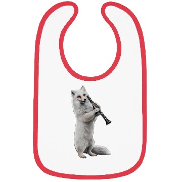 Discover Arctic Fox Playing Clarinet Realistic Bibs