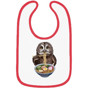 Discover Owl Eating Ramen Realistic Bibs