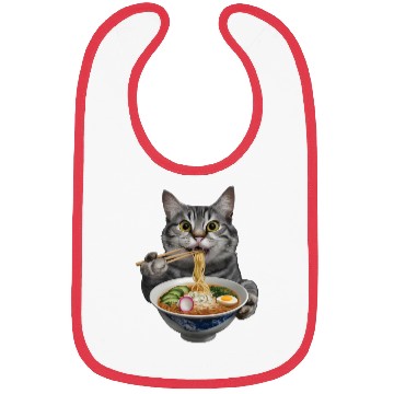 Discover Cat Eating Ramen Realistic Bibs