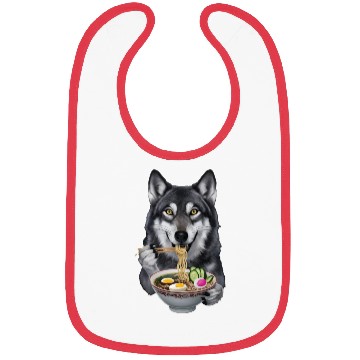 Discover Wolf Eating Ramen Realistic Bibs
