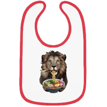 Discover Lion Eating Ramen Realistic Bibs
