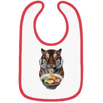 Discover Tiger Eating Ramen Realistic Bibs