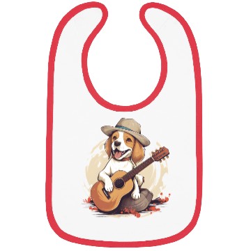 Discover Beagle Playing a Guitar Cute and Happy Bibs