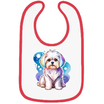 Discover Maltese Dog Watercolor Bibs