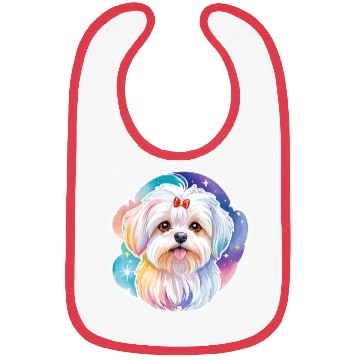 Discover Maltese Dog Watercolor Bibs