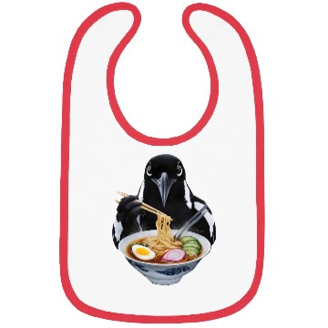Discover Magpie Eating Ramen Realistic Bibs
