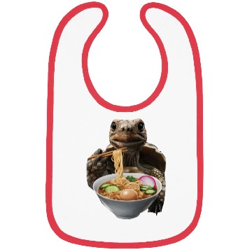 Discover Tortoise Eating Ramen Realistic Bibs