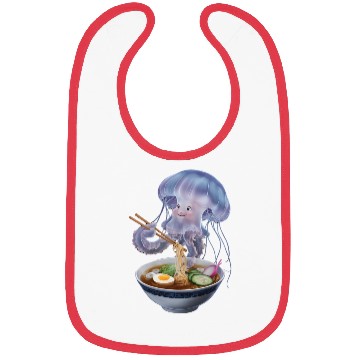 Discover Jellyfish Eating Ramen Realistic Bibs