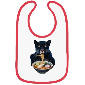Discover Panther Eating Ramen Realistic Bibs