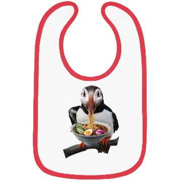 Discover Atlantic Puffin Eating Ramen Realistic Bibs