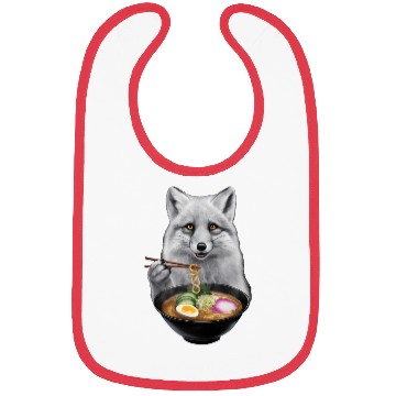 Discover Arctic Fox Eating Ramen Realistic Bibs