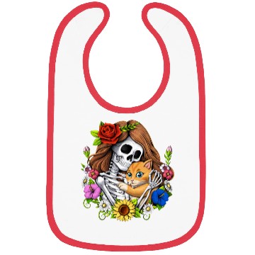 Discover Skeleton Cat Floral Bibs