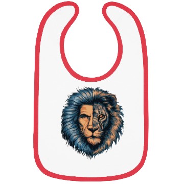 Discover Man face onside lion other side man face Bibs