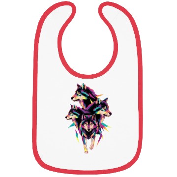 Discover Colorful Geometric Wolf Pack Art Bibs