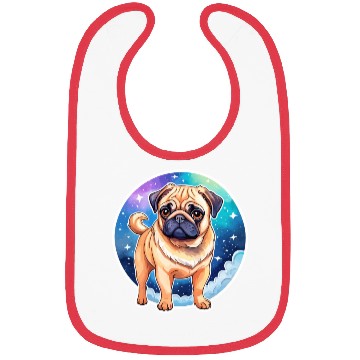 Discover Pug Watercolor Bibs