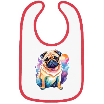 Discover Pug Watercolor Bibs
