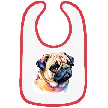 Discover Pug Watercolor Bibs