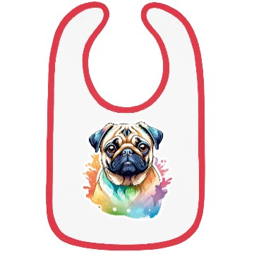Discover Pug Watercolor Bibs