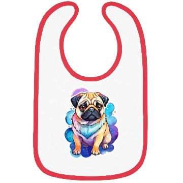 Discover Pug Watercolor Bibs