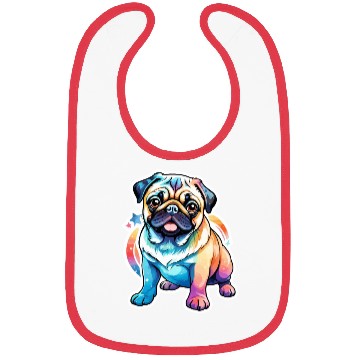 Discover Pug Watercolor Bibs