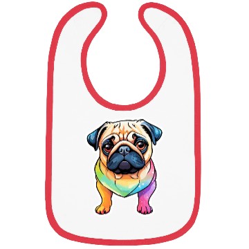 Discover Pug Watercolor Bibs