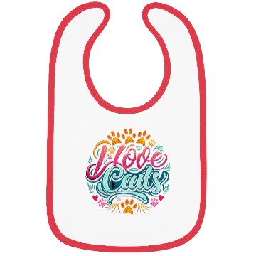 Discover Lovely design featuring the fun phrase 'I love cat Bibs