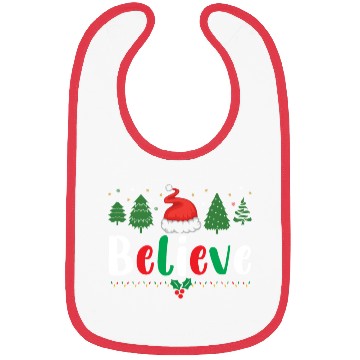 Discover Merry Christmas Believe Santa Claus Hat Xmas Tree Bibs