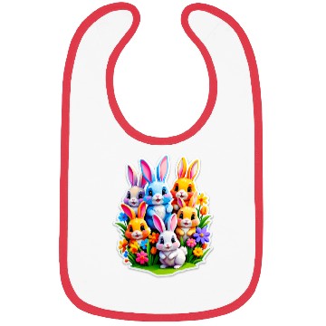 Discover Colorful Spring Celebration with Cute Bunnies Bibs