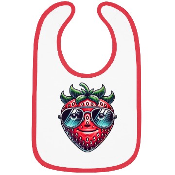 Discover Cool strawberry with sunglasses summer fruit Bibs