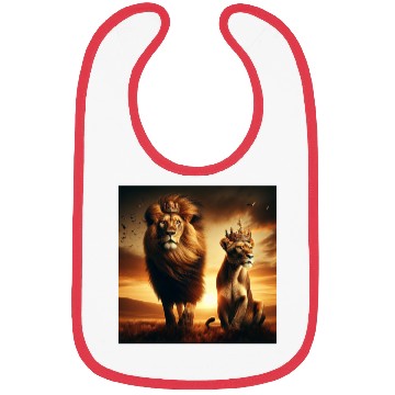 Discover Lions and Crowns Bibs
