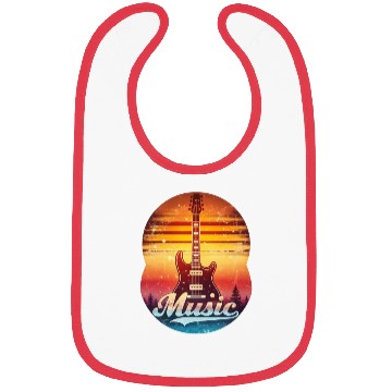 Discover Music Guitar Sunset Vintage Style Streetwear Bibs