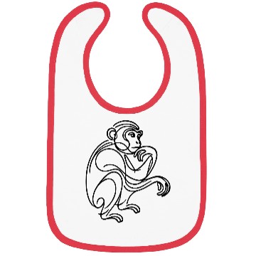 Discover Contemplative Monkey in line Art Bibs