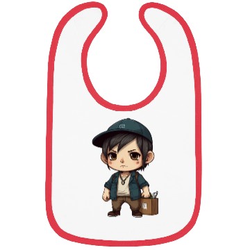 Discover Chibi Boy with a Serious Expression Bibs
