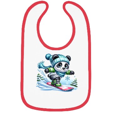 Discover Cute Snowboarder Panda Bibs