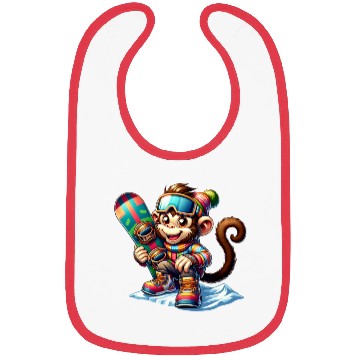 Discover Cute Snowboarder Monkey Bibs
