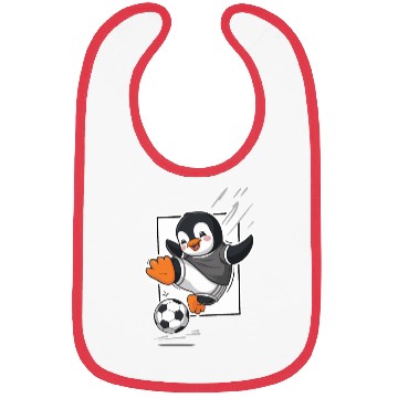 Discover Penguin Playing Soccer Cartoon Fun Bibs